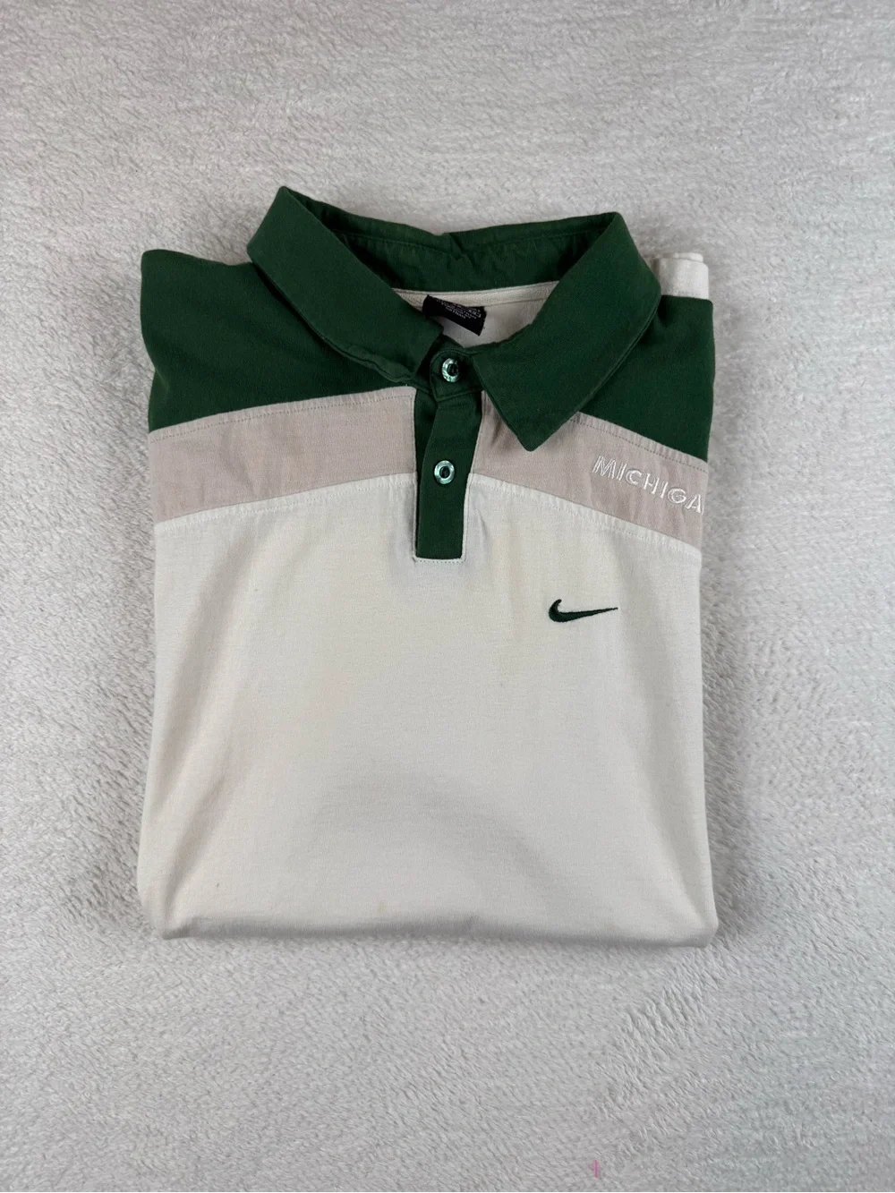 Nike Team Michigan State Spartans Men’s XL Polo Shirt White Green Golf